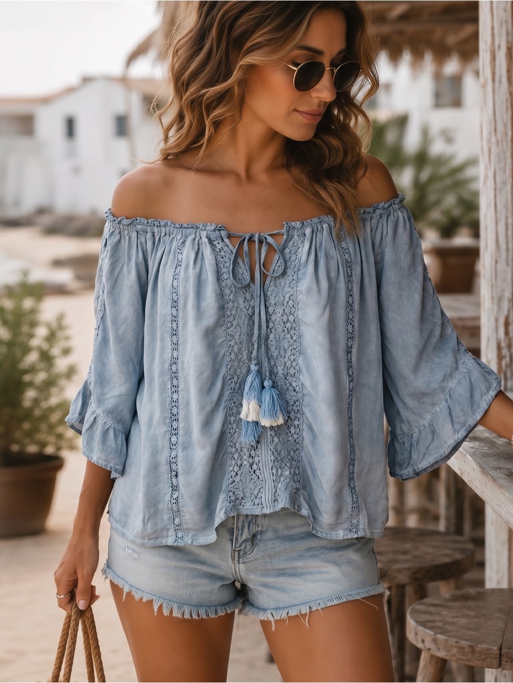 SURF GYPSY Cropped Flowy Top